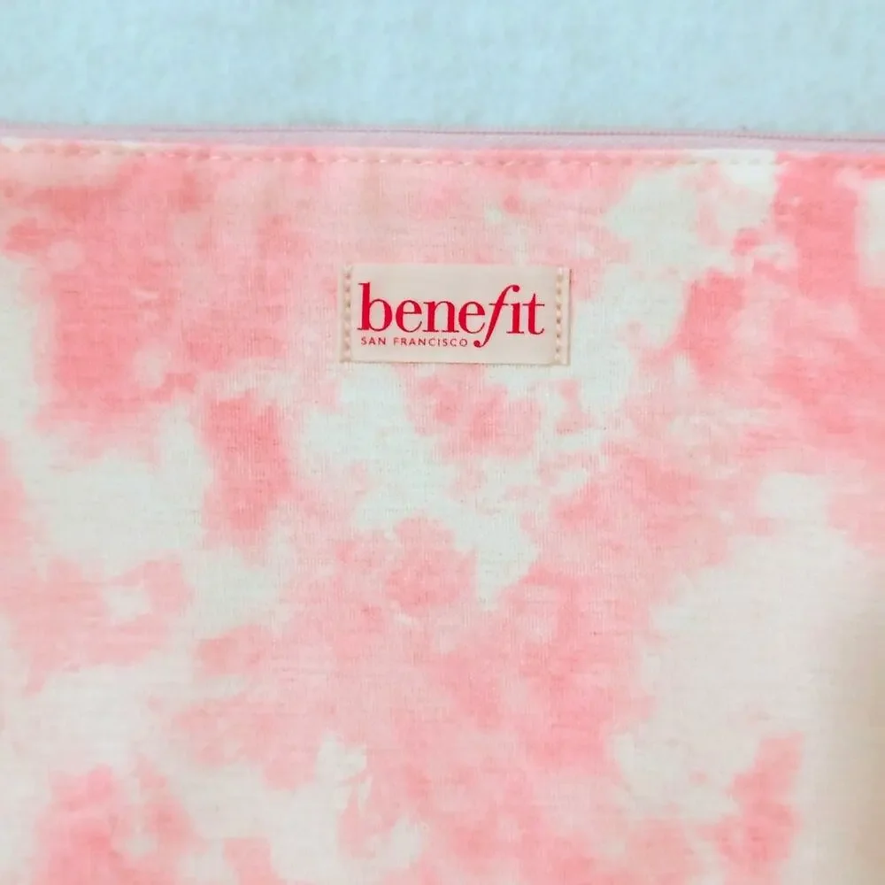 Benefit Super Curling Lifting Mascara Roller Lash Pink Tie Dye Makeup Pouch Bag